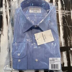 Nordstrom Blue Azurite Button Down Men's 100% Cotton Dress Shirt size 16 X 32-33